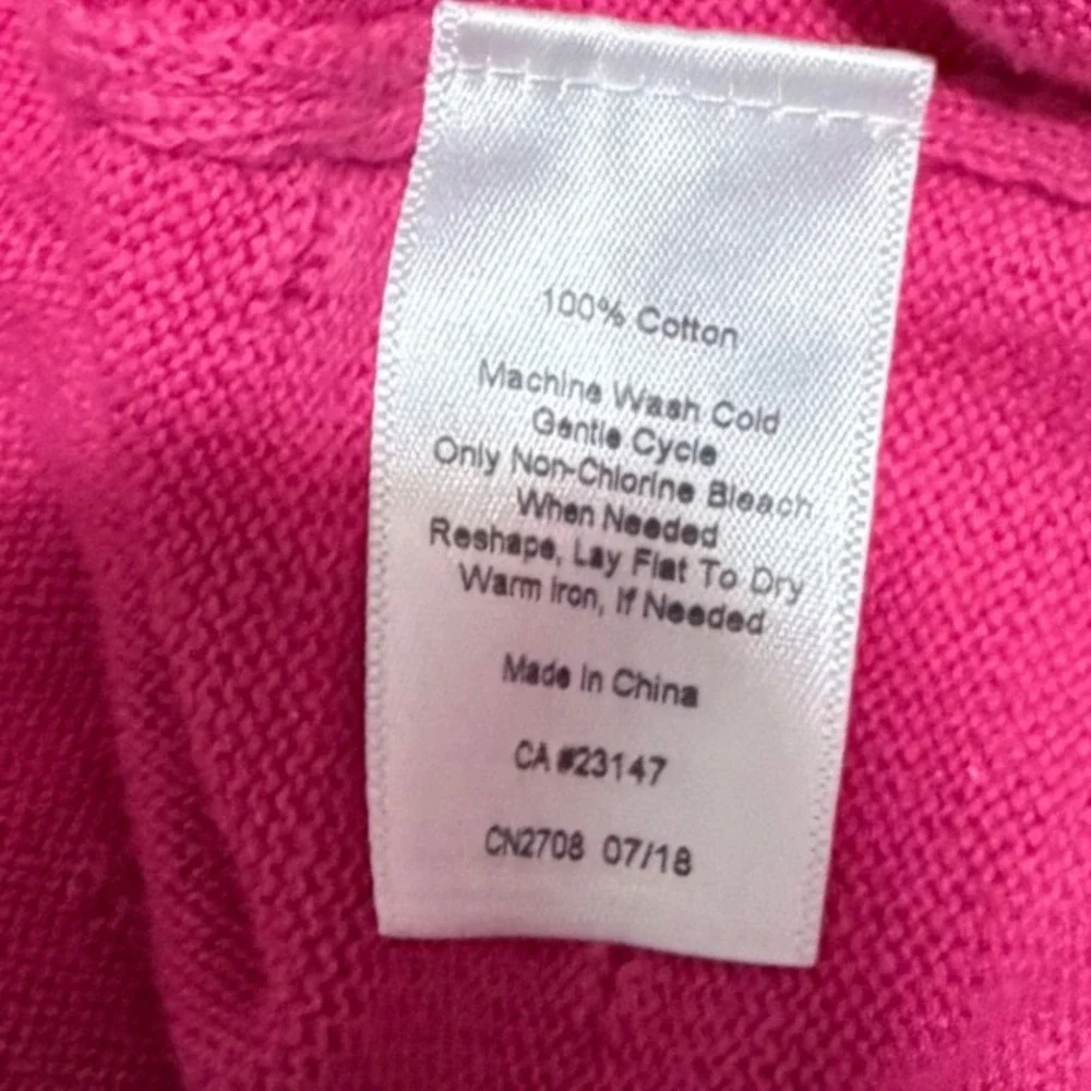 Talbots Woman Pink 100% Cotton Textured Dot Crew Neck Sweater Plus Size 3X